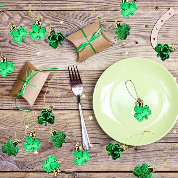 48 St. Patricks Day Shamrock Ornaments, Lucky Clover