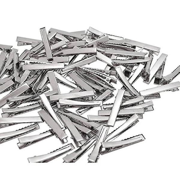 100 st 4 cm Platta Metall Alligator Hårklämmor Enkla Tänder Duckbills Barrette Båge DIY