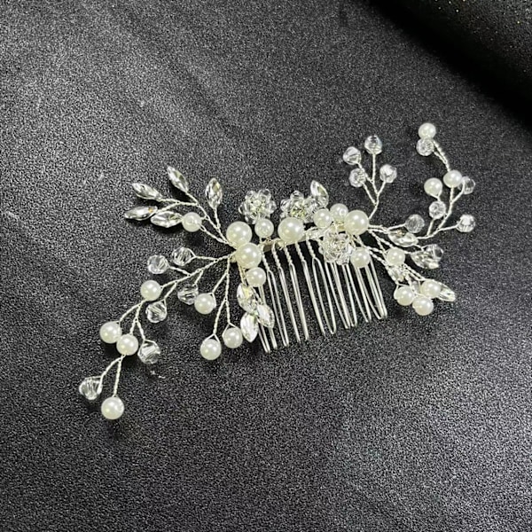 Silver Hair Comb Pearl Wedding Headpieces,Flower Bridal Rhinestone Hair Piece for Wedding,Luxury Prom Hair Accessories For Women