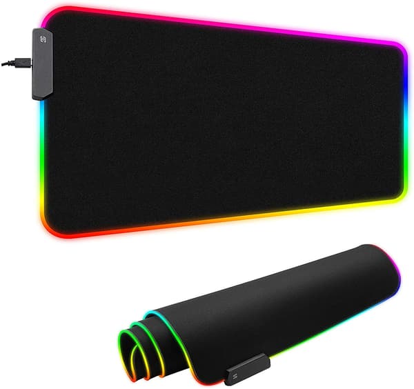 Trådløs Lading RGB Gaming Musematte 15W, LED Musematte 800x300x4MM, 7 Lysmoduser