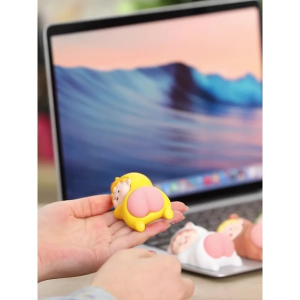 Små Noiseless Fidget Toys - Söt Resin Ass Doll Sovrumsinredning - Mini Stress Relief Leksaker för barn och vuxna, skrivbordstillbehör