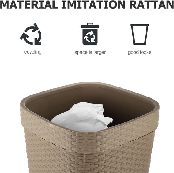 Large Capacity Imitation Rattan Trash Can with Wide Opening Design