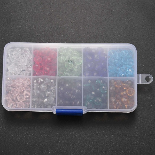 600 st glaspärlor, 8 mm 10-färgade facetterade pärlor Kristallpärlor som är kompatibla med smyckestillverkning, gör-det-självpärlprojekt