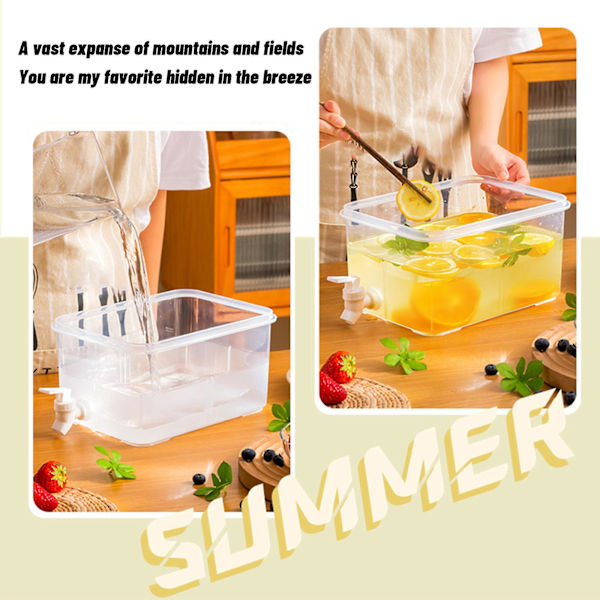 3L Stor Kapacitet Plastik Drikkedispenser, Drikkedispenser Med Hane Is Limonade Juice Beholder