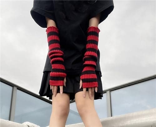 42 cm Sorte Armvarmere Handsker Fingerløse Goth Rock Arm Sleeve Til Kvinder Eller Mænd