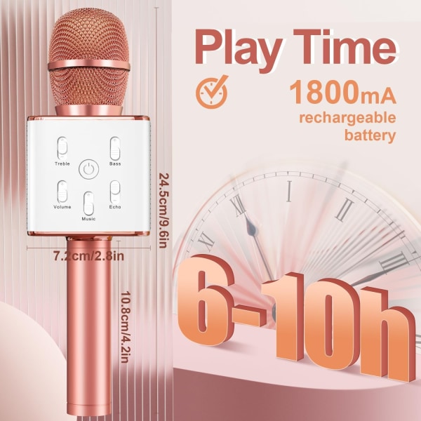 Portabel Trådlös Karaoke Mikrofon | Perfekt för Jul, Födelsedagspresent till Flickor, Barn, Pojkar och Vuxna i Alla Åldrar | Bluetooth-mikrofon