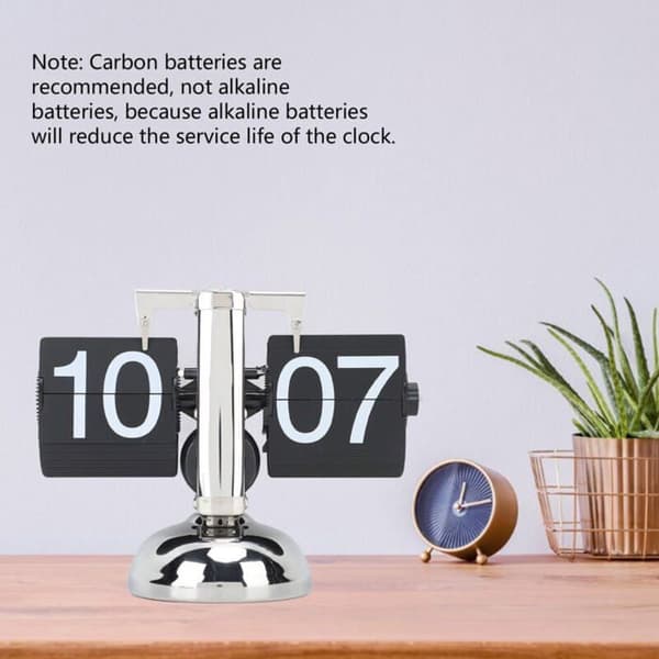 Retro 304 Rustfrit Stål Flip Ur Batteridrevet 24 Timer Sort Side YYV