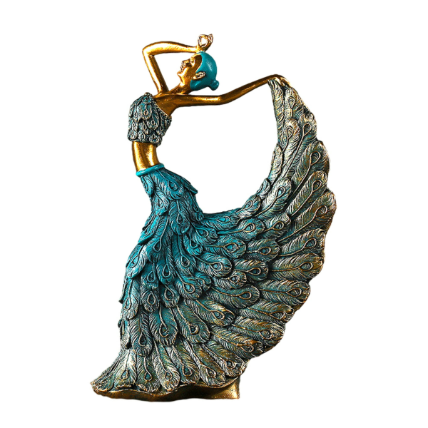 Resin Skulptur Brons Ornament Påfågel Dansande Figur