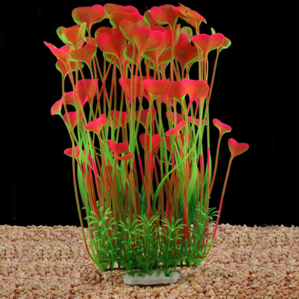 Akvarie dekorasjon akvarium landskapsarbeid simulering vannplanter falske vannplanter plast ornamenter alger (rosa