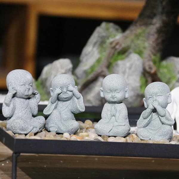 4st Sandsten Munk Figurer Buddha Skulpturer Design Dekorativ