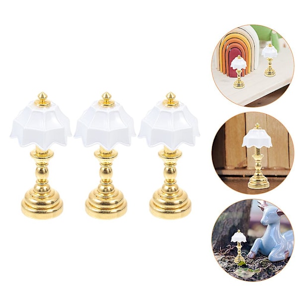 3 stk. Miniature Bordlampe Ornamenter Mini Hus Bordlampe Modeller Falsk Lys Dekorationer 4X2CM