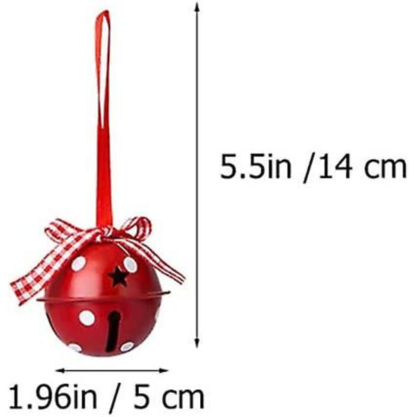 Sæt af 12 Juleklokker med Jingle 1,96 x 1,96 Røde og Hvide Klokker med Hule Stjerner til Juletræet