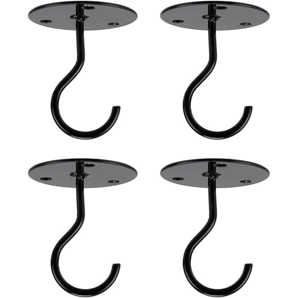 4st Väggmonterade takkrokar Hängande ljuskrona Plåtkrok (svart)