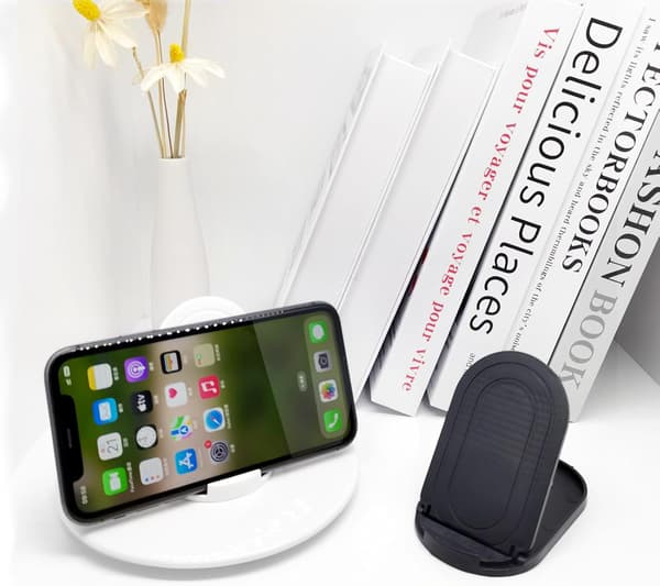 2-pack, Black and White Cell Phone Holder, Portable Foldable Desk Stand for Cell Phone, Adjustable Multi-Angle Universal Cradle Stands