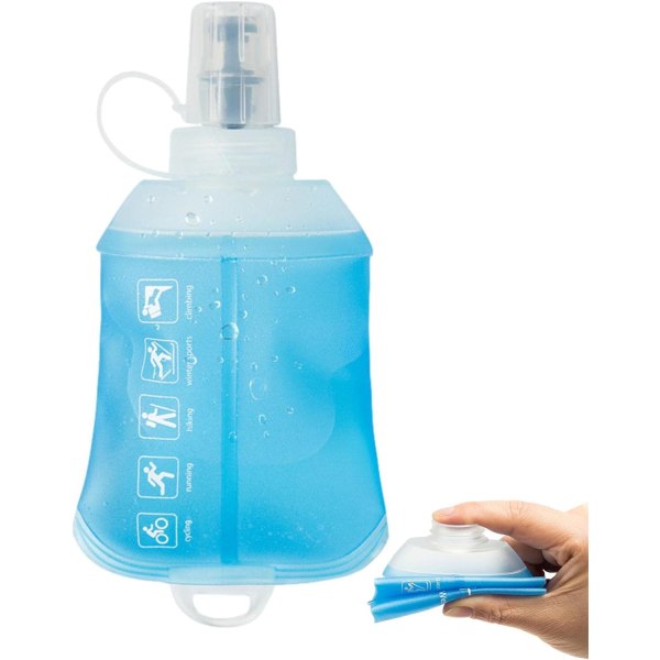 Mjuk vattenflaska - Mjuk hopfällbar vattenförvaringsväska, 150ML TPU vattenpåse hopfällbar flaska sportdricksflaska för vandring