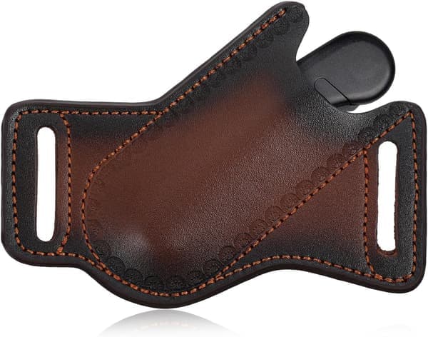 Durable Leather Knife Sheath, Horizontal Multi-tool Belt Pouch, Waterproof Holder for Folding Knives and Tools (Ho)