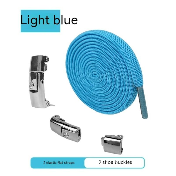 Dovenskabs-snørebånd, ingen knytning nødvendig, elastisk tryk, lyseblå spænde, 6 mm bred Light blue/6mm wide
