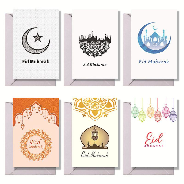 Stil 4Pack med 6 Mubarak vertikala vika gratulationskort med kuvert Festdekorationer Stil 4