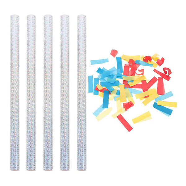 5 st Confettiville Gender Reveal Confetti Wands Fest Konfetti Kanoner Glitterkanoner Confetti Pow Silver 35X2X2CM