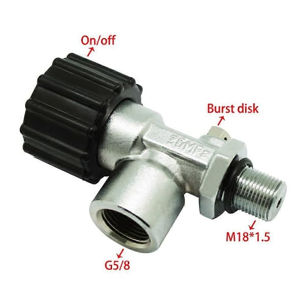 PCP Dykventil M18X1.5 30Mpa til Kulfiber Iltflaske
