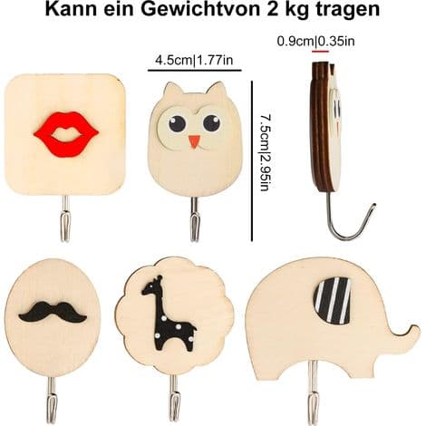 Sæt med 5 selvklæbende kroge til badeværelses- og køkkenhåndklæder.