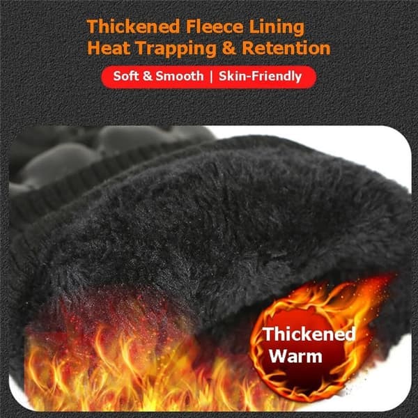 Winter Motorcycle Gloves, Tactical, Waterproof and Windproof, Touchscreen Compatible, Cold Weather Gloves, Black, Size L