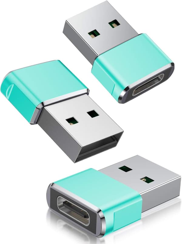 Grön USB C -naaras - USB A -uros -sovitin, 3 kpl, tyyppi C -laturi Ca