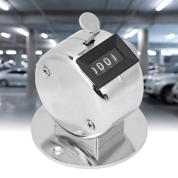Silver Aluminum Alloy Handheld Counter 4 Digit Basic Tool