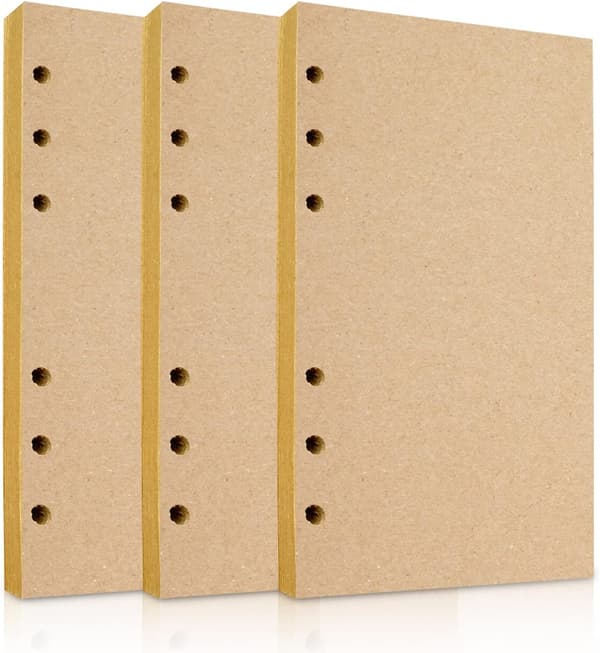 A5-påfyllingsark, 3-pakning påfyllingsark, kraftpapir, 6 hull