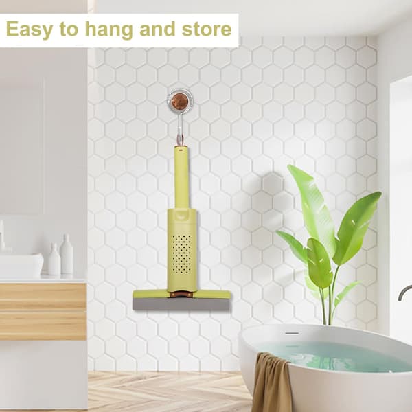 Portable Mini Mop with 3 Mop Heads Sponge Mop Hands Free Hand Washable Spin Function for Countertop Kitchen and Bathroom