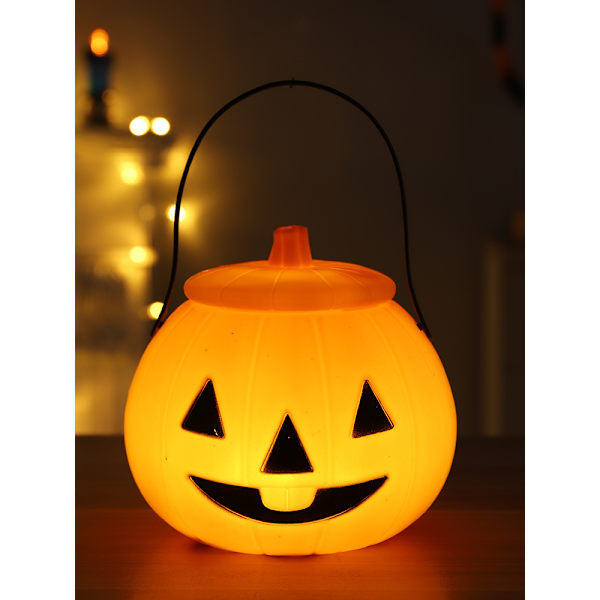Gresskarlykt Halloween Gresskarlys Gresskar Godteriboks Bærbar Lykt LED-lykter Glødende Dekorasjoner Barn Lykt