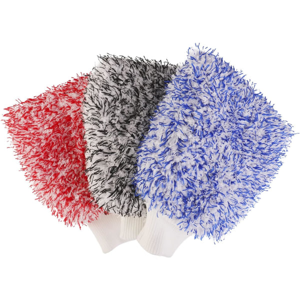 Mikrofiber vaskehandske, 3 stk Ultra blød vaskehandske, begrænser risikoen for ridser - Designet til at bevare en maksimal mængde skum