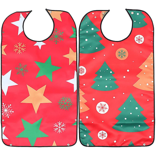 2 st Herr Santadräkt Äldre Bib Vuxen Matningsbibs Äta Förkläde Senior Måltidsförkläde 86X46CM