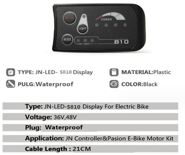 LED-näyttöliitin 810 sähköpyöräilyyn, vedenpitävä