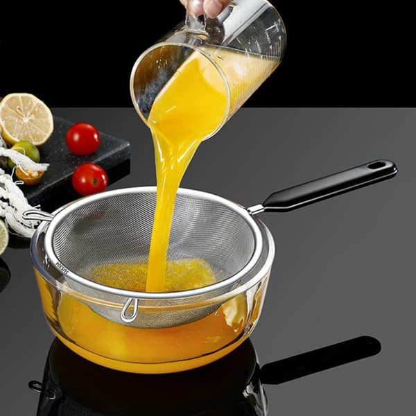 Cooking Strainer Kitchen Sieve 40 Mesh 304 Stainless Steel Fine Mesh Ergonomic Handle Multifunctional