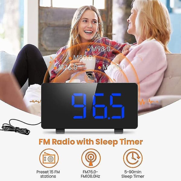 Digitalt vækkeur, elegant vækkeur til soveværelset med FM