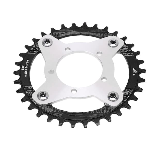 34T 104 BCD Ebike Kædehjul og Adapter til Bafang BBS01 BBS02 Mid Drive Motor Sort