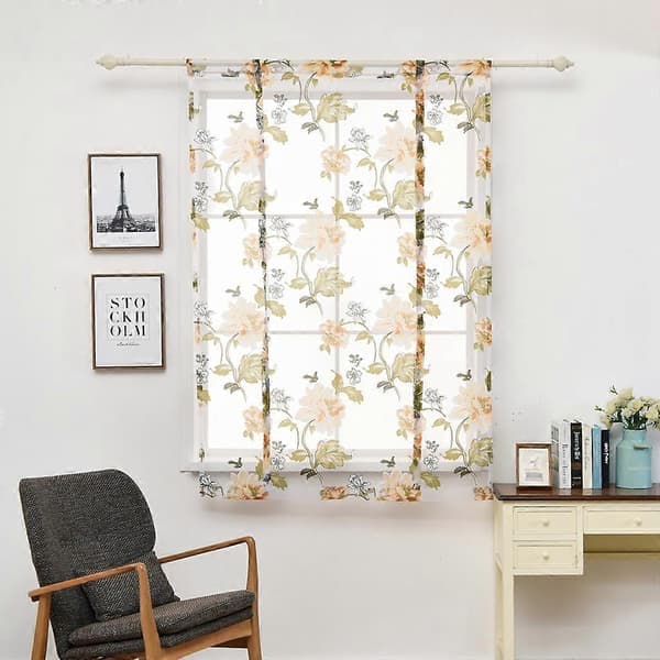 Køkkenvindue Korte Gardiner Panel Lilla Pæon 60x140cm