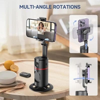 360° Automatic Face Tracking Tripod, Smartphone Holder, Selfie Stick with Wireless Remote Control for Video, Di