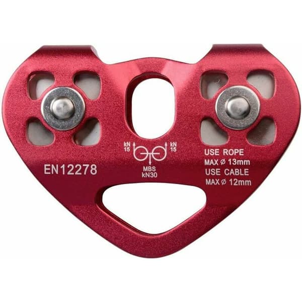 Red Double Pulley, 30KN/6700lbs Outdoor Climbing Double Axle Zipl