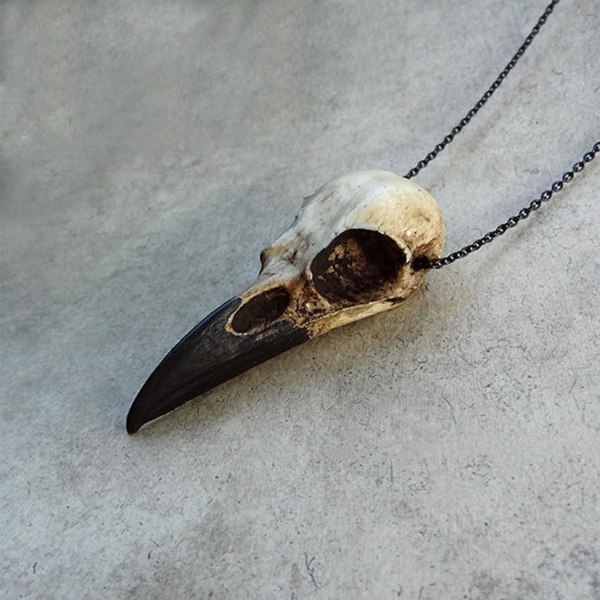 Hartsgjuten skata skalle present fågel skalle present läskiga smycken Raven Skull hänge