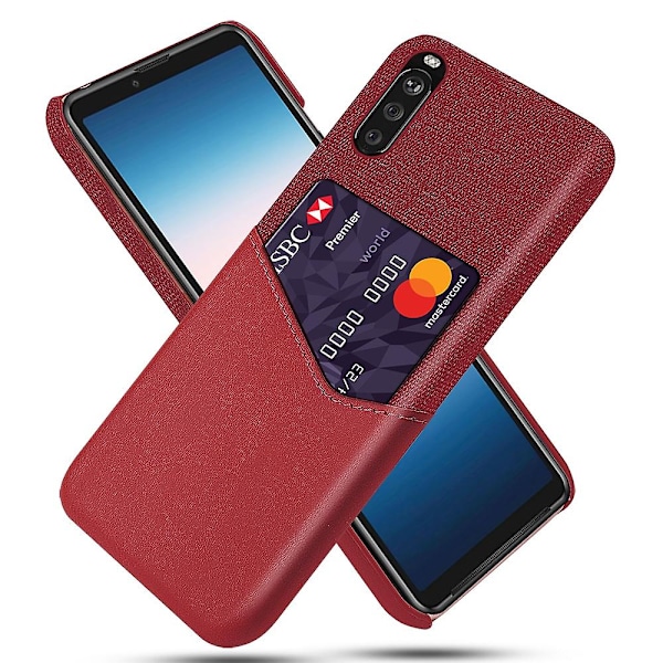 Kortholder Stoff + PU Lærbelagt PC Bakdeksel for Sony Xperia 10 II
