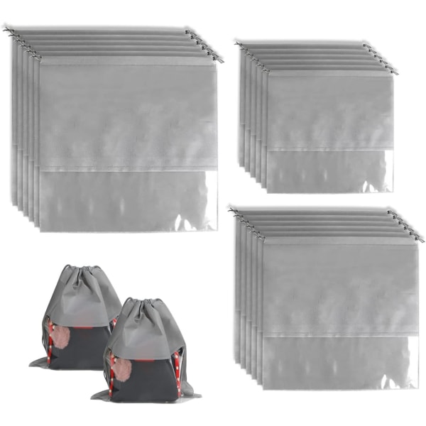 18-pack dammpåsar för handväskor Dragsko påsar, flera storlekar Non-woven-tyg Dammtät handväska Organizer Dragsko-påse Dust Coverr (grå)