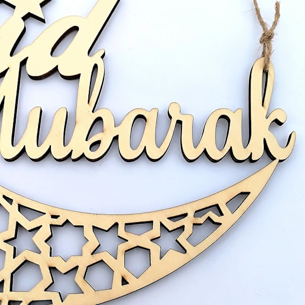 Lær Månen Træplade Vedhæng Dekoration Ramadan A