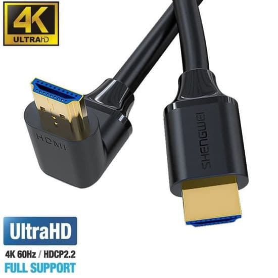 Ototon® 1M Premium 4K HDMI Cable 90 Degree, 4K at 60Hz HDR, 3D, Arc for TV, Blu-Ray Player, PS4, Xbox - 1M