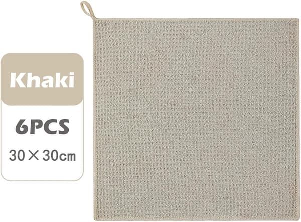 Mikrofiberrengöringsdukar 6 delar Khaki 30x30 cm Multifunktionella