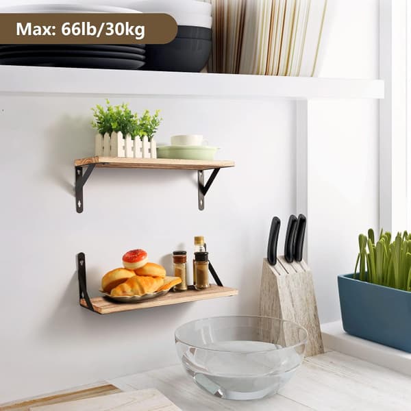 Sett med 2 vegghyller i tre - Dybde: 15 cm - Lengde: 42,5 cm - fo