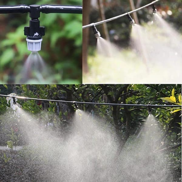 Misting Irrigation System - Portable Automatic Watering, 12 Spray Nozzles, 10m Hose