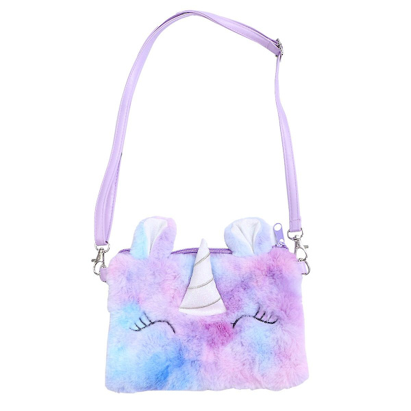 Pung Plys Crossbody Taske Plys Pung Wallet Taske Fluffy Punge HåndtaskerViolet18x13x1cm