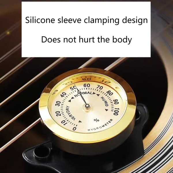 2-i-1 Gitarrfuktare Hygrometer Temperatur- och Fuktighetsmätare för Akustisk Gitarr Ukulele Violinspelare Utan Batteri